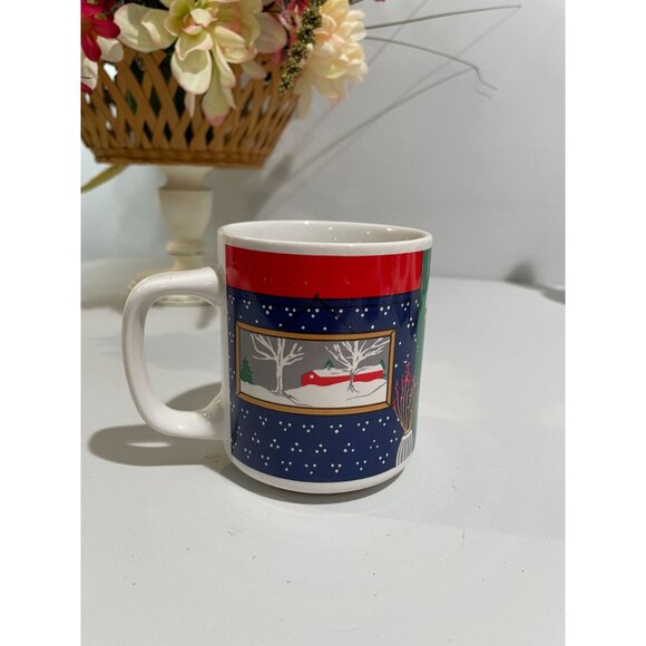 Vintage Master Stoneware Christmas Mug With Santa & Holiday Scene - Picture 4 of 7